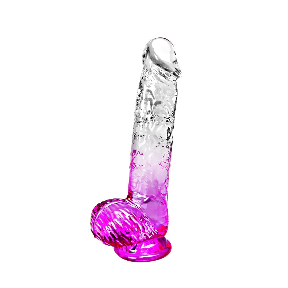 Realistic Transparent Rubber Penis Realistic Dildo Natural Transparent Sex Toy for Women Big Suction Cup,17cm Dildo Tail Man Small Real Thin Dildo with Couples Anal Dildos Men Beginners Brown M
