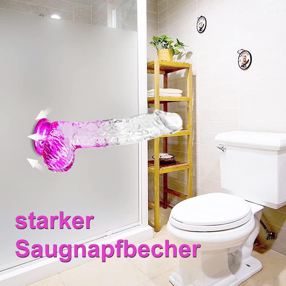 Realistic Transparent Rubber Penis Realistic Dildo Natural Transparent Sex Toy for Women Big Suction Cup,17cm Dildo Tail Man Small Real Thin Dildo with Couples Anal Dildos Men Beginners Brown M