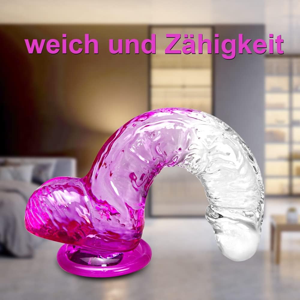 Realistic Transparent Rubber Penis Realistic Dildo Natural Transparent Sex Toy for Women Big Suction Cup,17cm Dildo Tail Man Small Real Thin Dildo with Couples Anal Dildos Men Beginners Brown M