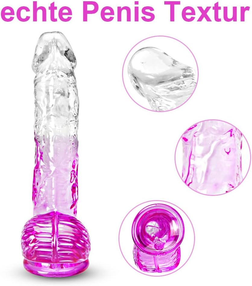 Realistic Transparent Rubber Penis Realistic Dildo Natural Transparent Sex Toy for Women Big Suction Cup,17cm Dildo Tail Man Small Real Thin Dildo with Couples Anal Dildos Men Beginners Brown M