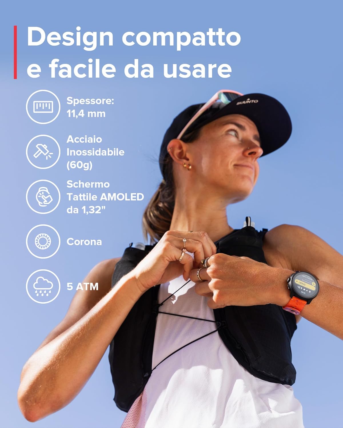 SUUNTO Race S Sports Watch for Women and Men, GPS Running Activity Tracker, Bi-Band GNSS, Offline Map, AMOLED Touch Screen, Smartwatch Heart Rate Monitor Altimeter, 95+ Sports, 13 Days Battery Life Power blue