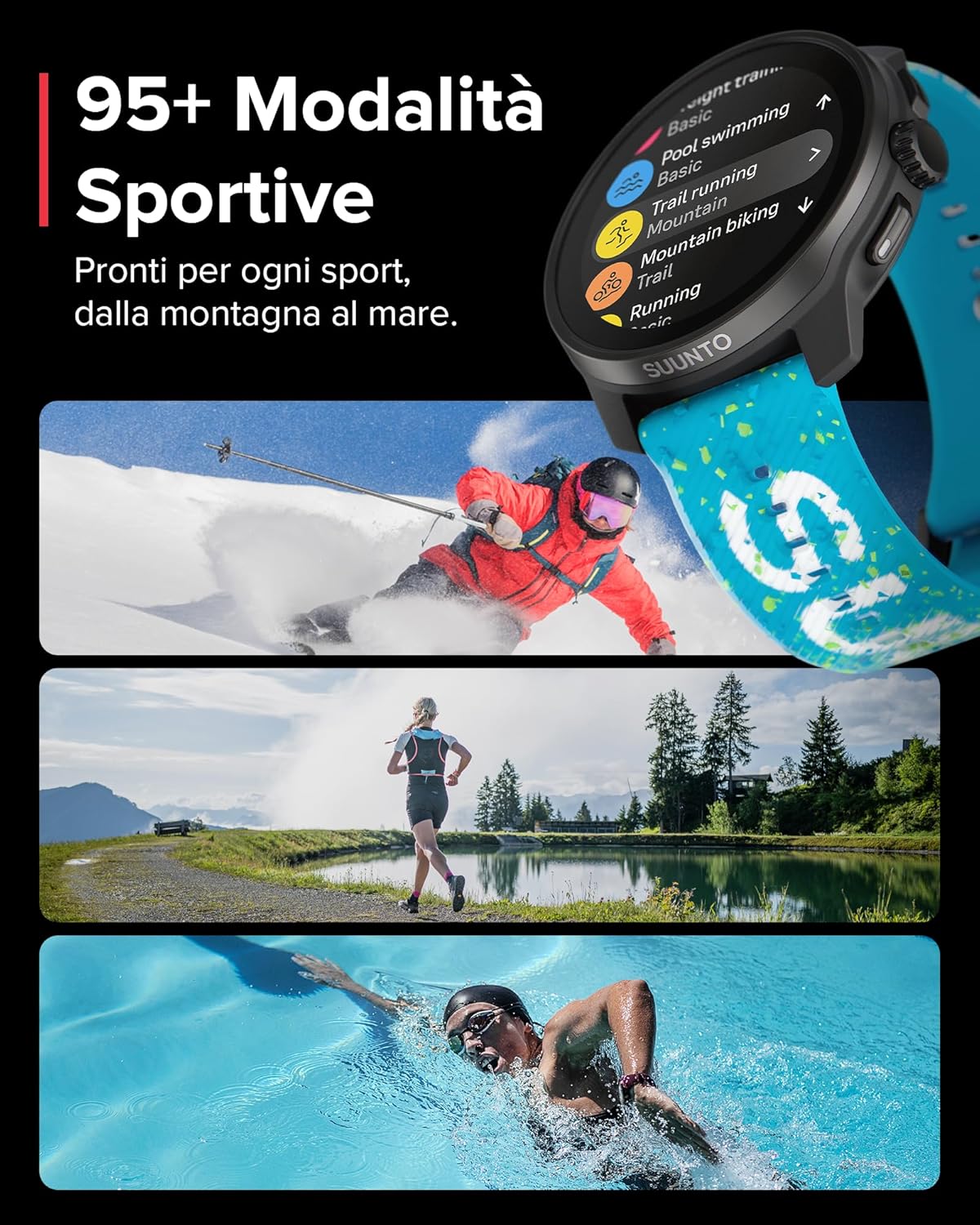 SUUNTO Race S Sports Watch for Women and Men, GPS Running Activity Tracker, Bi-Band GNSS, Offline Map, AMOLED Touch Screen, Smartwatch Heart Rate Monitor Altimeter, 95+ Sports, 13 Days Battery Life Power blue