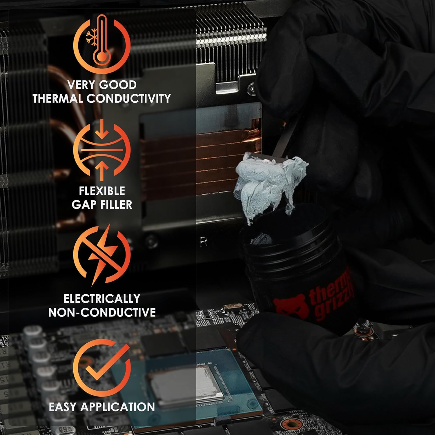 Thermal Grizzly TG Putty Pro, High Performance Electrically Non-Conductive Thermal Putty for GPU and PCB Applications, 30g