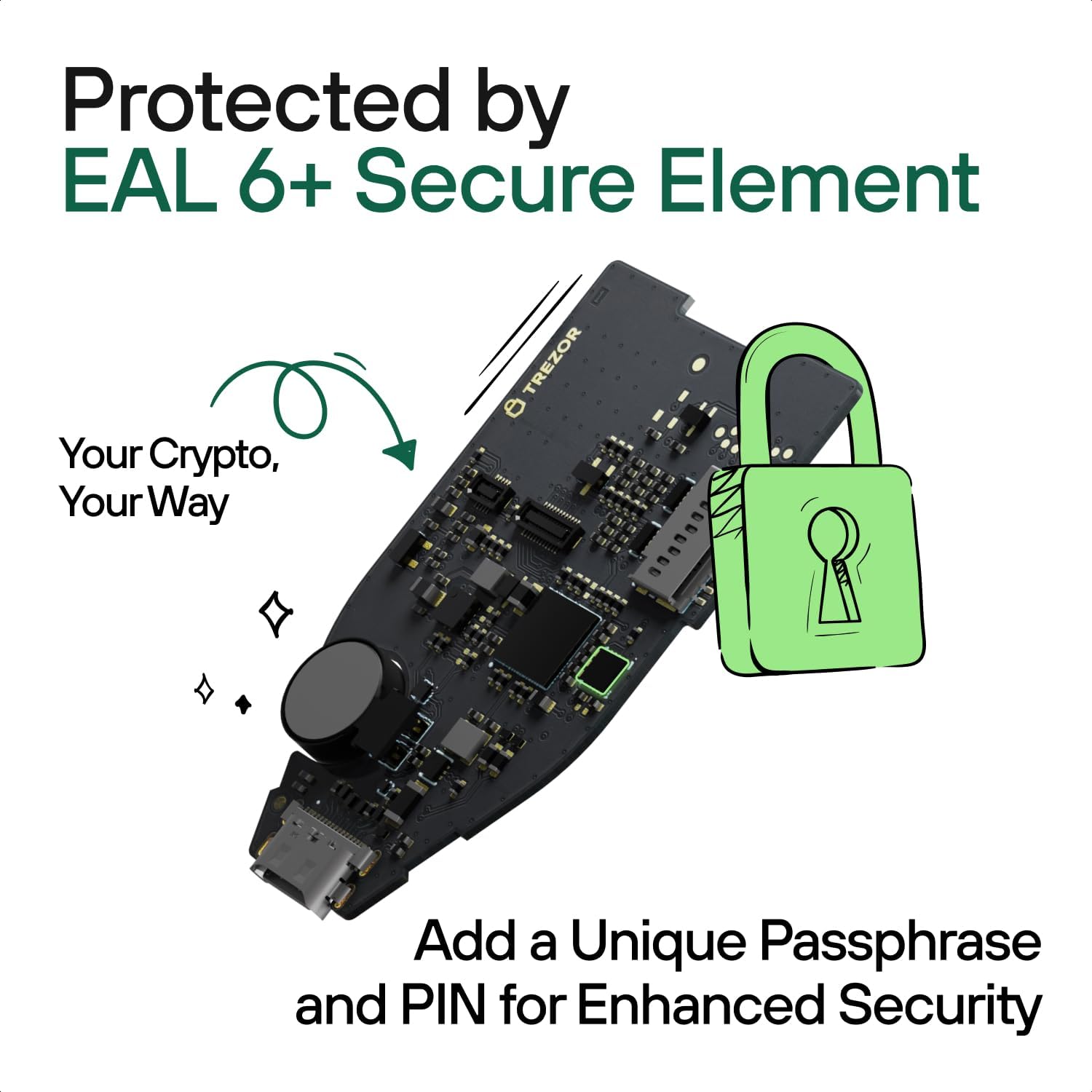 Trezor Safe 5 - Crypto Hardware Wallet with Safe Element and Passphrase, Color Touchscreen, Haptic Feedback, Bitcoin Protection, Compatible with Thousands of Coins and Tokens (Violet Ore).