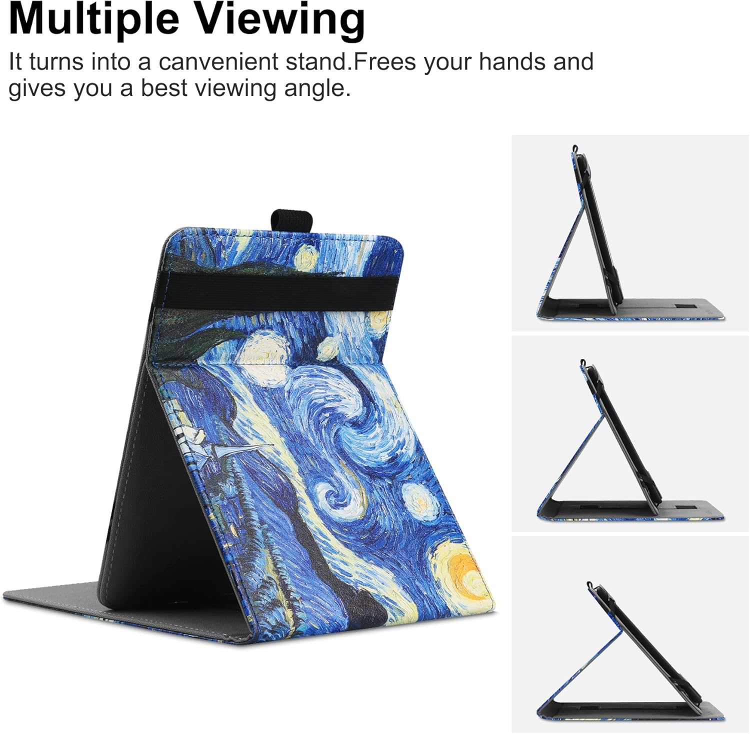 VOVIPO Universal Case for 6" 6.8" 7" Kindle Paperwhite/colorsoft eReaders, Stand Cover with Strap Compatible with Kindle/Kobo/Tolino/Pocketbook/Sony 6-6.8-7 inch ebook readers-Starry Sky
