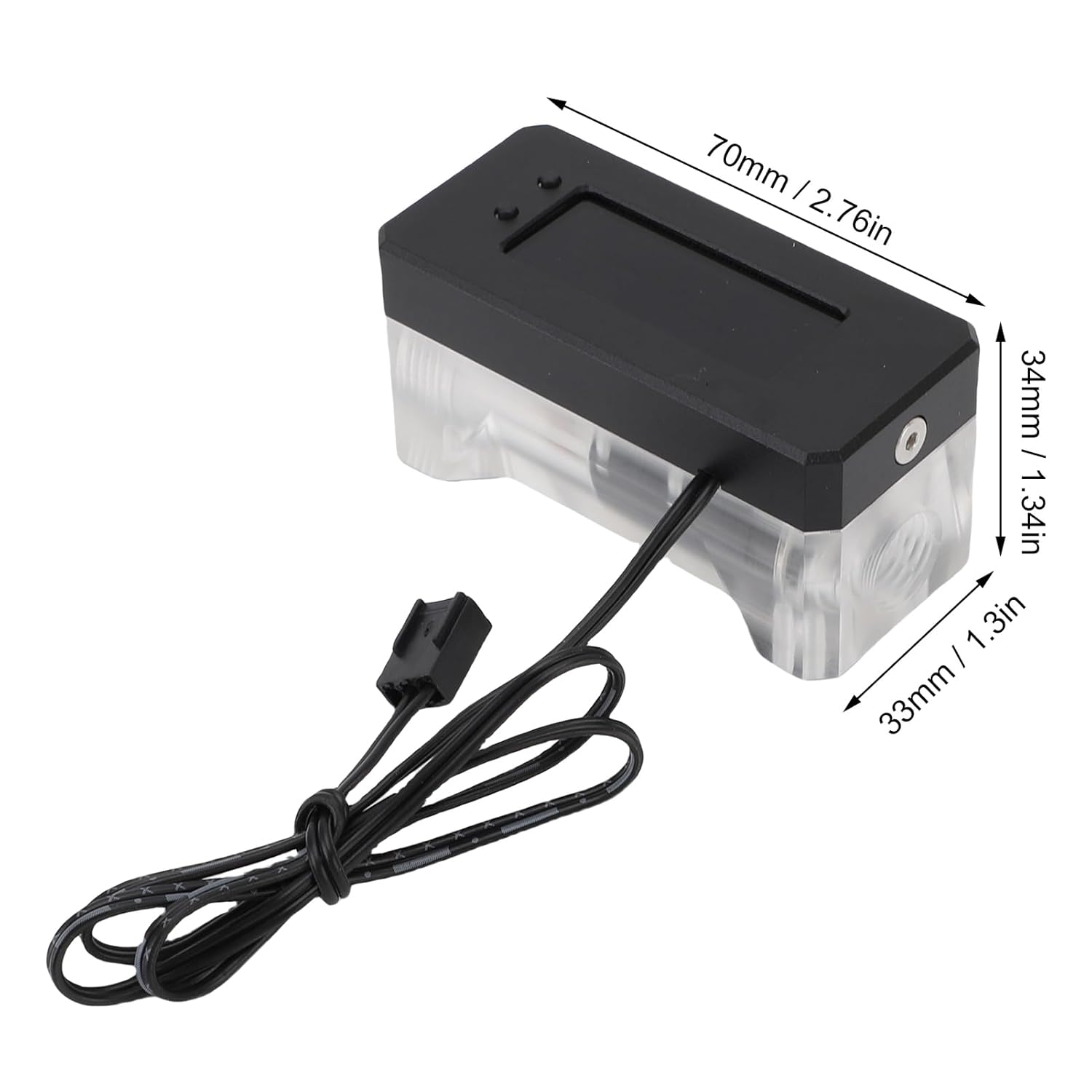 Water Cooling Digital Flow Rate Temperature Display Alarm, Aluminum Alloy and Acrylic Alarm with Small 3 Pin Interface for High Monitoring