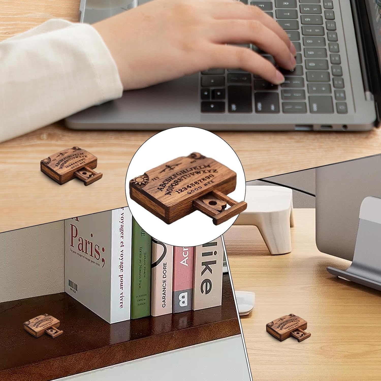 Wooden Ouija Board Miniatures - Small Spirit Talking Decoration Planchette Set Small Witchcraft Divination, Detailed Wooden Carving with Numbers Letters | Witches Game For Collectors And Users