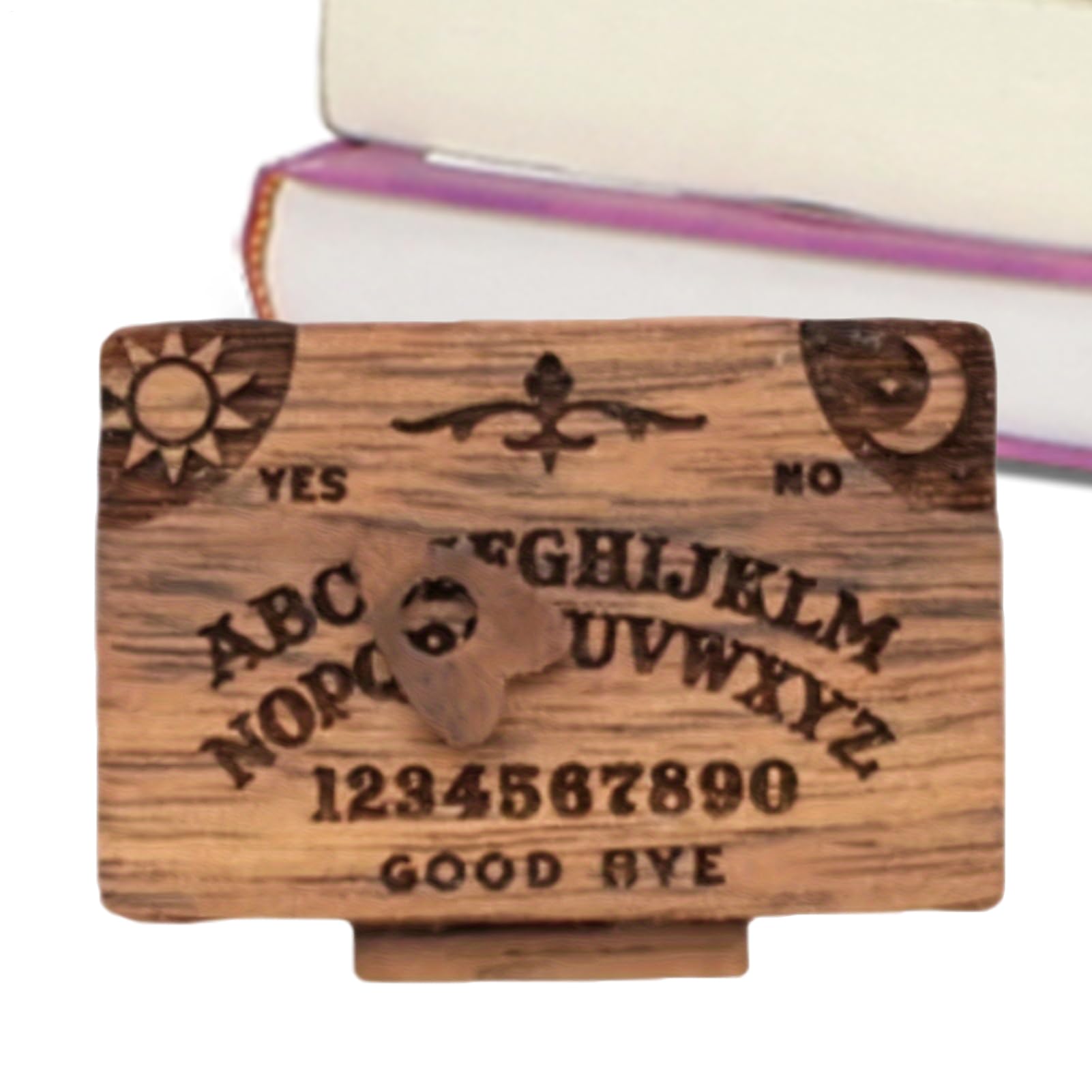 Wooden Ouija Board Miniatures - Small Spirit Talking Decoration Planchette Set Small Witchcraft Divination, Detailed Wooden Carving with Numbers Letters | Witches Game For Collectors And Users