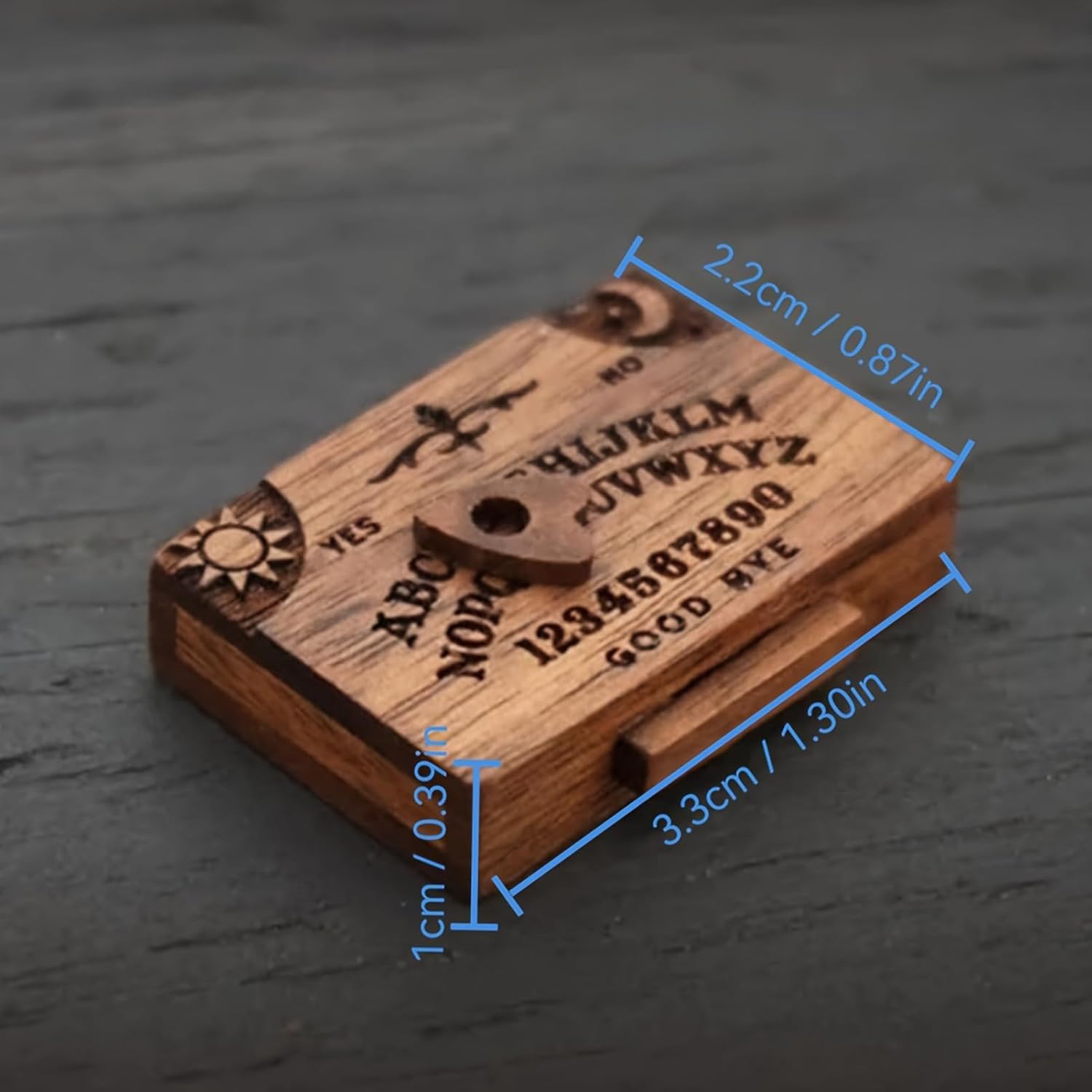 Wooden Ouija Board Miniatures - Small Spirit Talking Decoration Planchette Set Small Witchcraft Divination, Detailed Wooden Carving with Numbers Letters | Witches Game For Collectors And Users