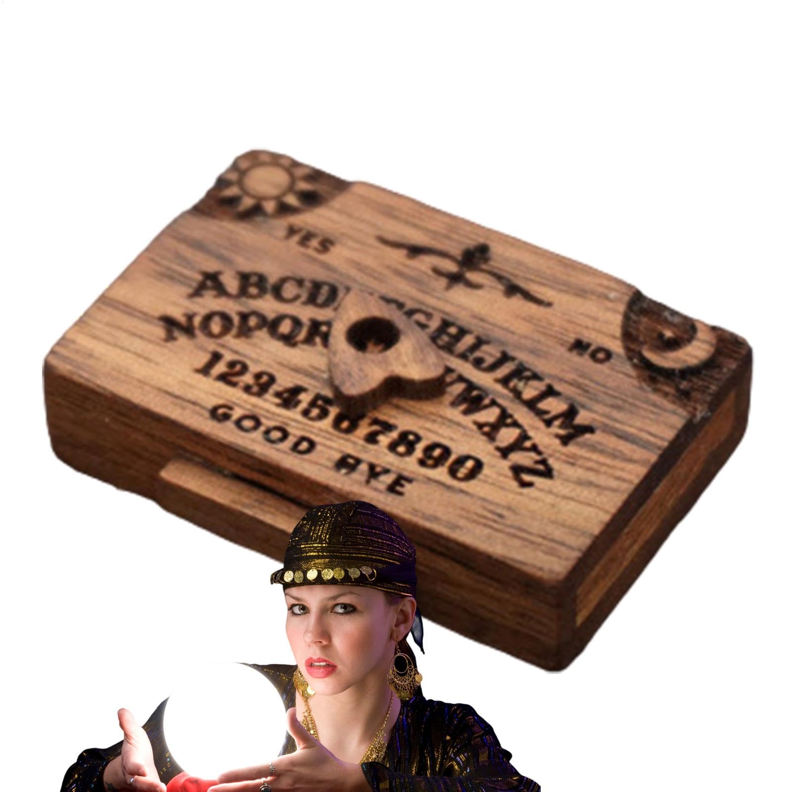 Wooden Spirit Board | Talking board with drawer | Wooden Miniature Ouija Board Set | Spirit Board alphabet Halloween | Portable Wooden Spiritual Board | Miniature model in