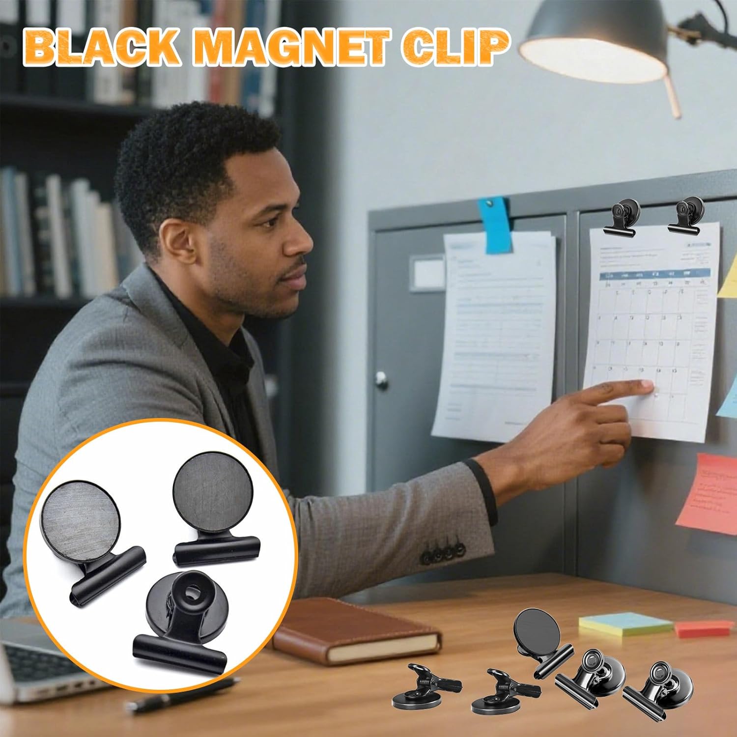 12 pcs Magnetic Fridge Clips 31 mm,Metal Magnets with Clips, Magnetic Board, for Blackboard, Whiteboard, Refrigerator, Office