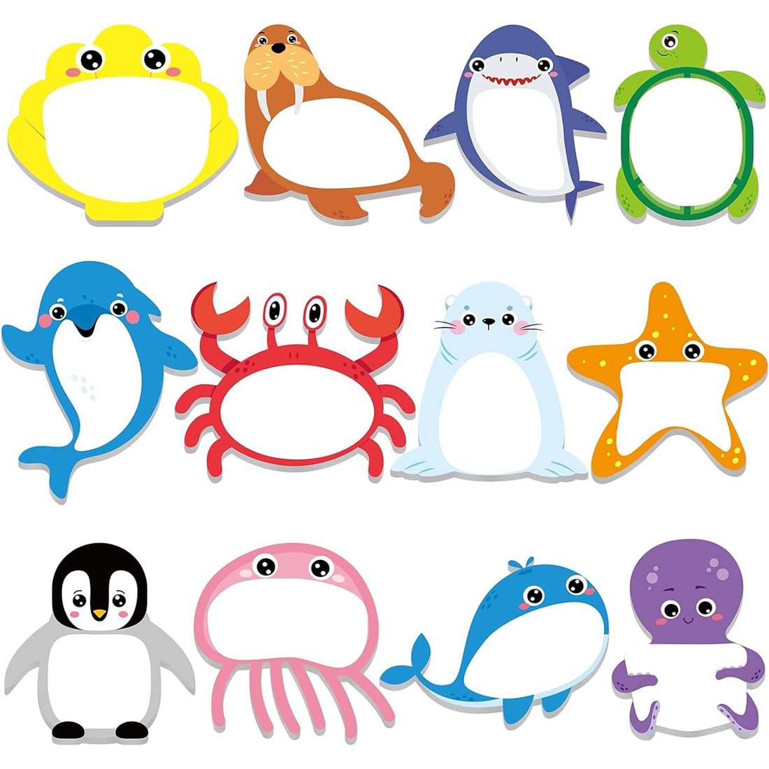 12Pack 360 Small for Kids, Cartoon Animal Stickers, Cute Mini Stickers, Animal Shaped Sticky Pad, School Notes, Office Notes, Gifts for Kids