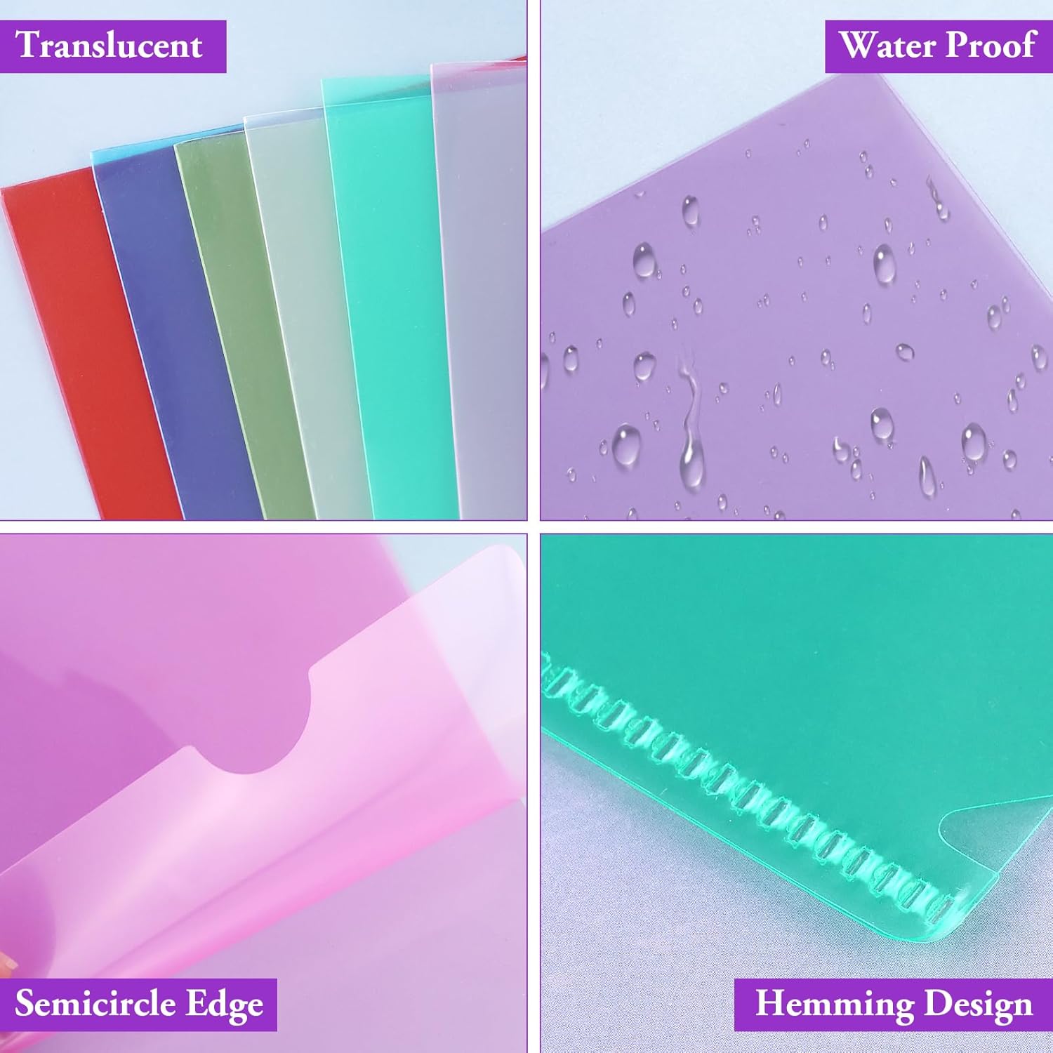 14 transparent plastic A4-7 color document folders open at the side for school offices