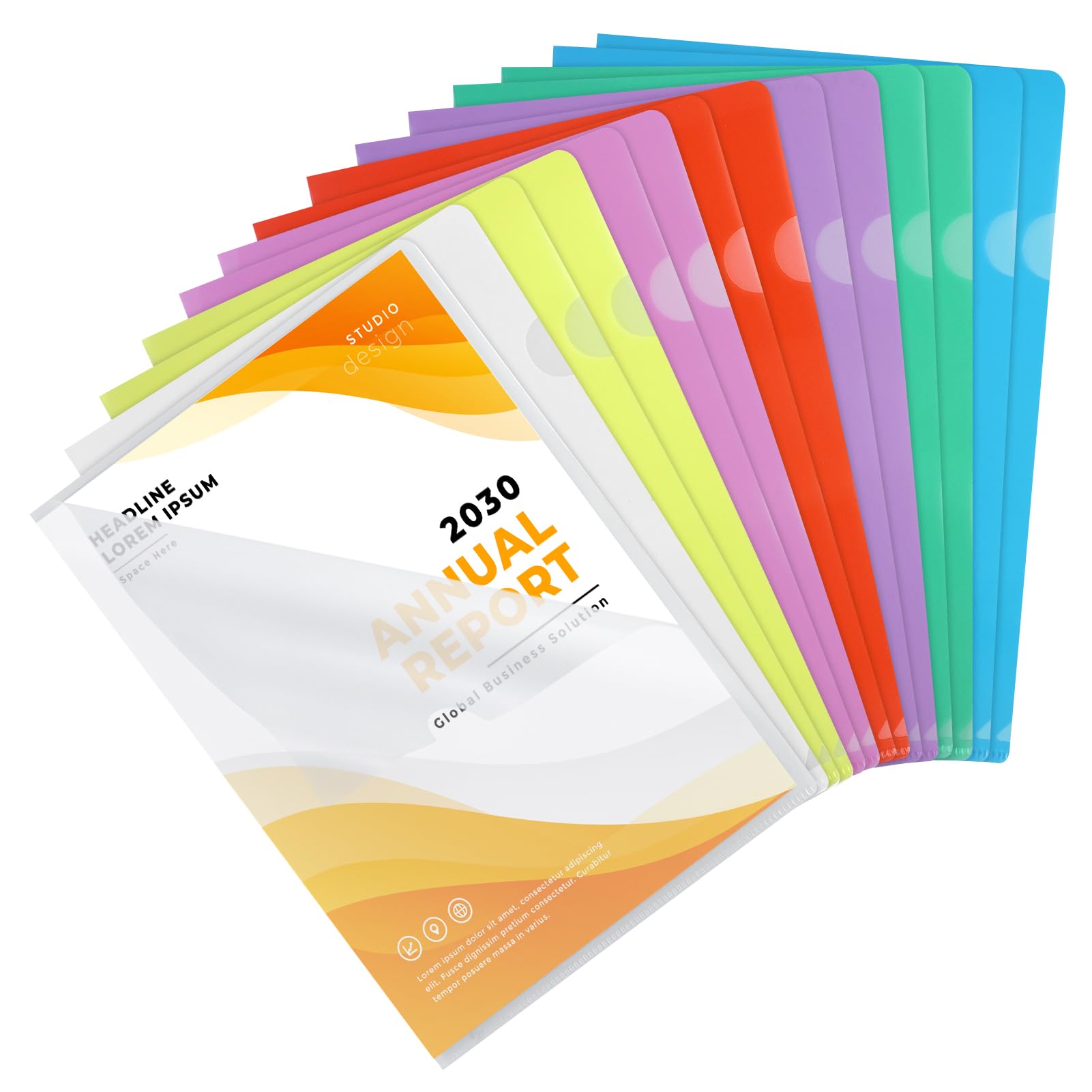 14 transparent plastic A4-7 color document folders open at the side for school offices