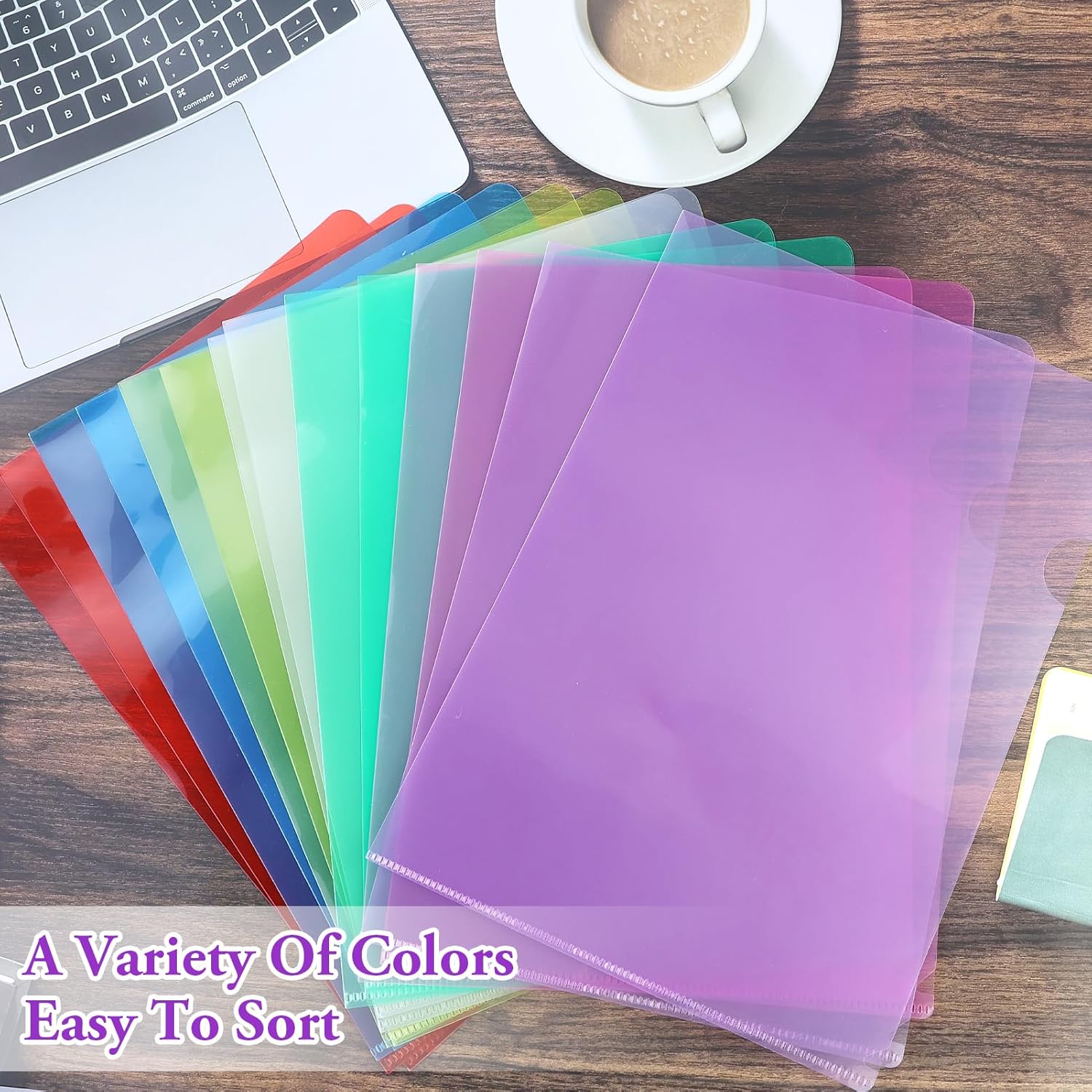14 transparent plastic A4-7 color document folders open at the side for school offices
