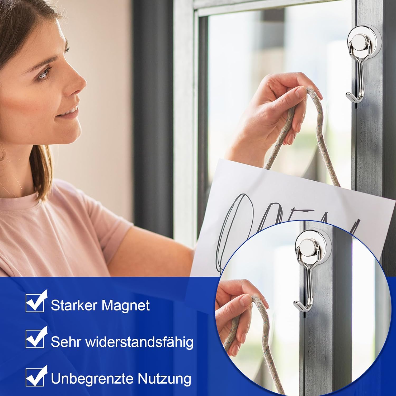 16 Pack Ultra Strong Magnetic Hooks 15kg Load Capacity Neodymium Steel 20mm Pivot Silver Modern Home Organization Silber_20mm_16pcs