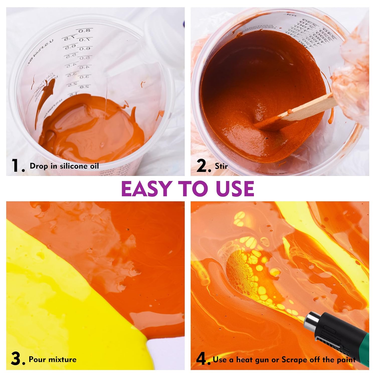 200ml Transparent Silicone Oil, Auxiliary for Acrylic Painting, Compatible with Acrylic and Watercolor Activists, Suitable for All Painted Acrylics, Watercolor Canvas, Rocks