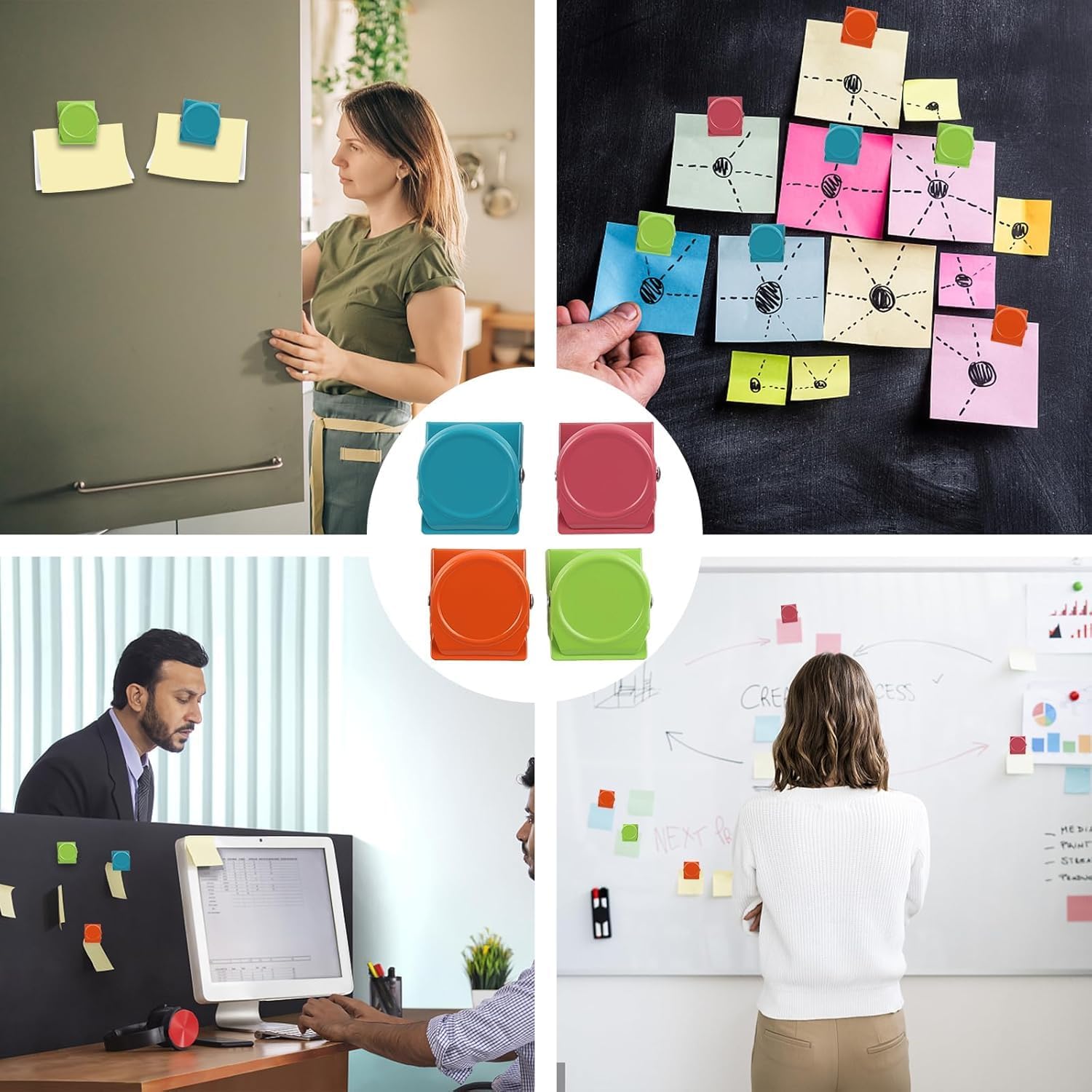 20pcs Magnetic Clips, Magnetic Metal Clips, Refrigerator Magnet, Magnetic Whiteboard Clips Reminder Metal Clips for Home Office and School (5 Colors)