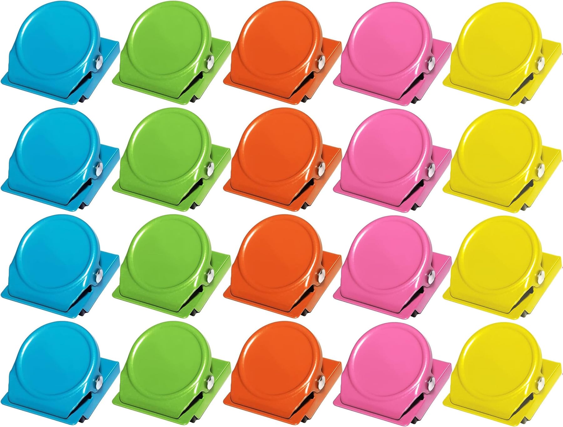 20pcs Magnetic Clips, Magnetic Metal Clips, Refrigerator Magnet, Magnetic Whiteboard Clips Reminder Metal Clips for Home Office and School (5 Colors)