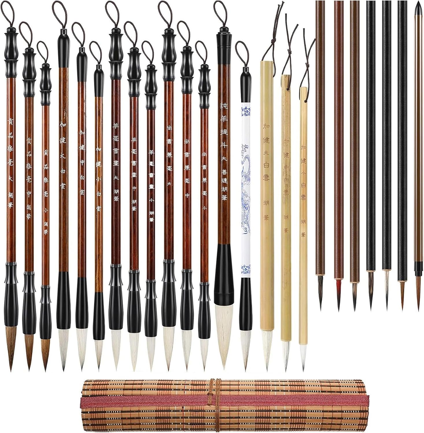 24Pcs Professional Chinese Painting Brush Watercolor Brush for Beginner Adult Student Antithetical Couplet Writing