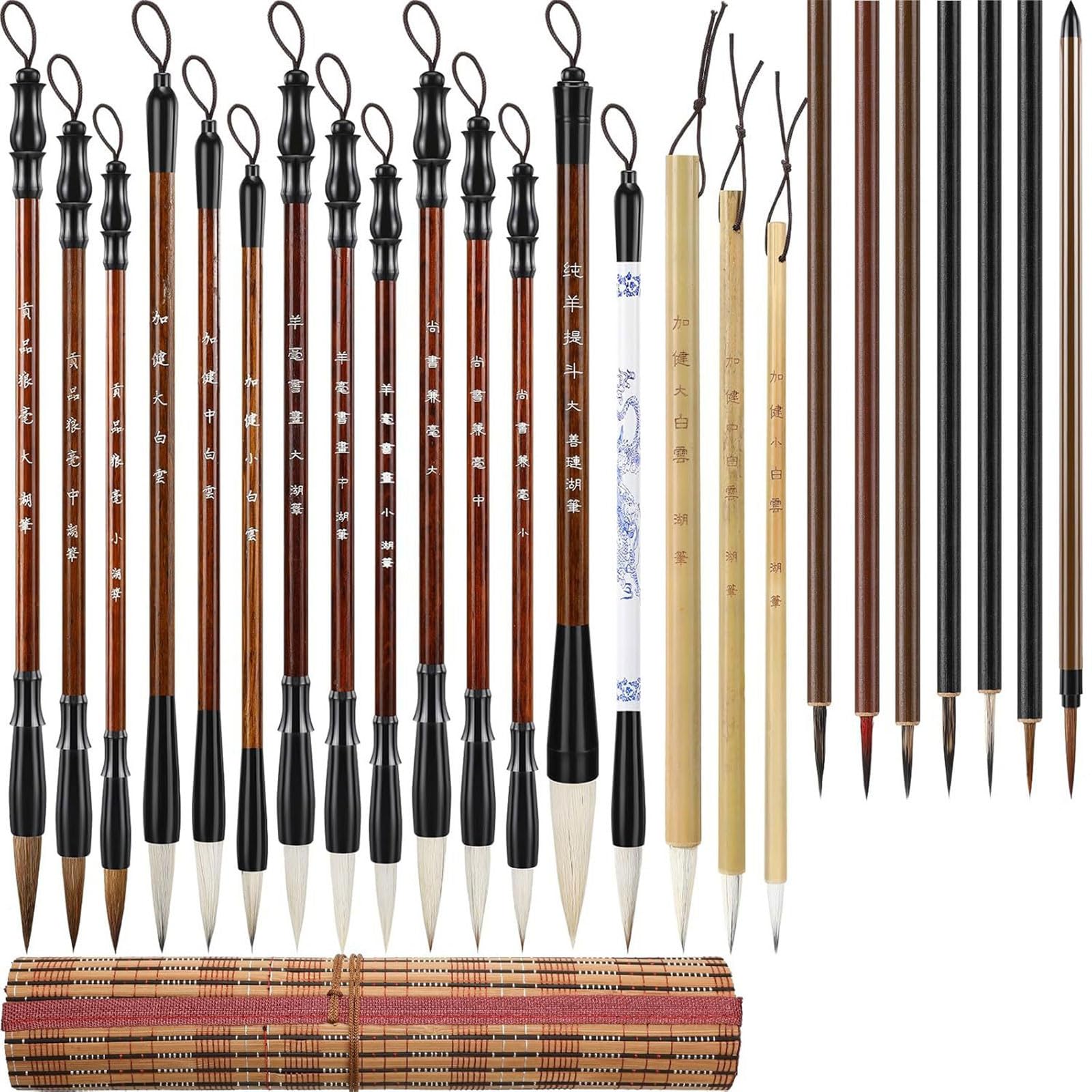 24Pcs Professional Chinese Painting Brush Watercolor Brush for Beginner Adult Student Antithetical Couplet Writing