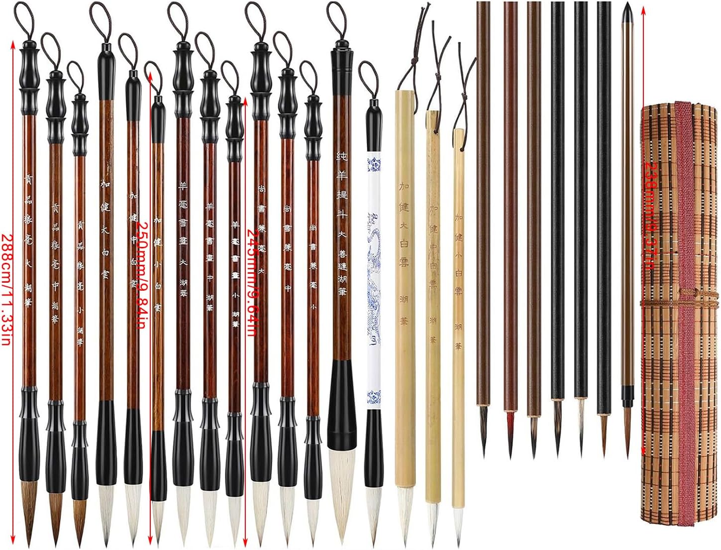 24Pcs Professional Chinese Painting Brush Watercolor Brush for Beginner Adult Student Antithetical Couplet Writing