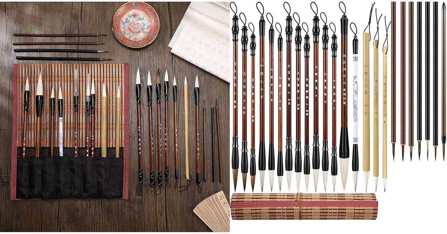 24Pcs Professional Chinese Painting Brush Watercolor Brush for Beginner Adult Student Antithetical Couplet Writing