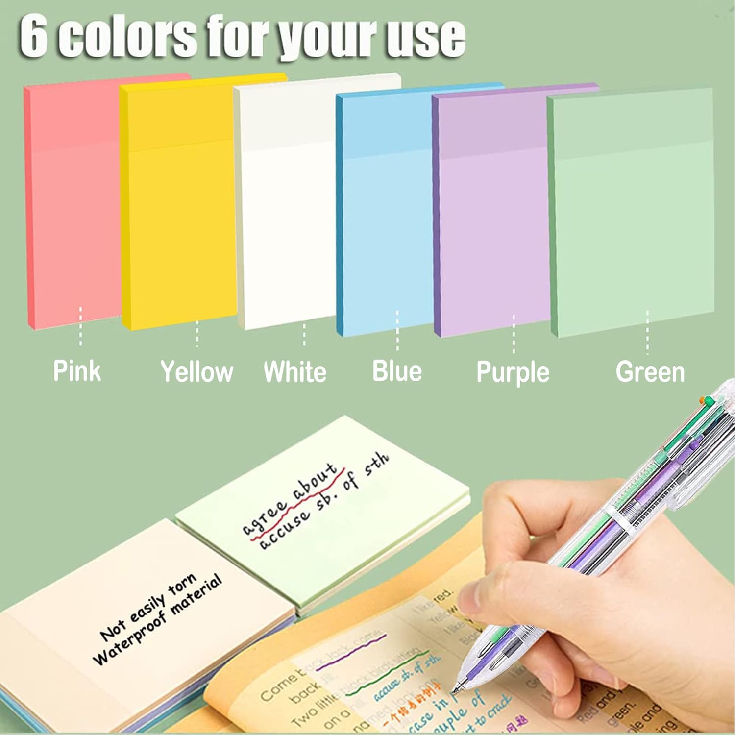 300 Pcs Notepads, Transparent Adhesive Notes, 300.00 Morandi