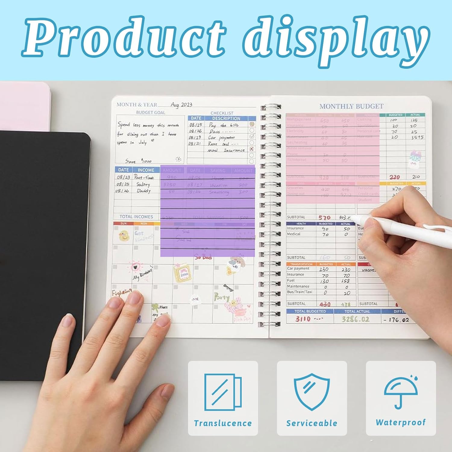 300 sheets of transparent sticky notes 3"x3" (7.6x7.6 cm), transparent lined sticky notes in various colors - ideal as bookmarks, for to-do lists and birthday party favors