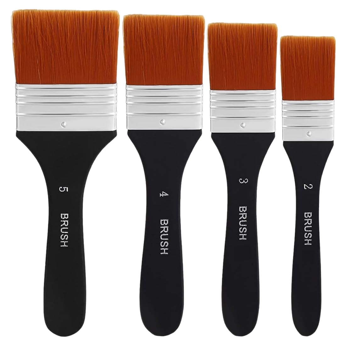 4 Pieces Acrylic Paint Brushes, Premium Artist Brushes, Nylon Paint Brushes with Flat Bristles, Ergonomic One-Piece Design (20/30/40/50mm)