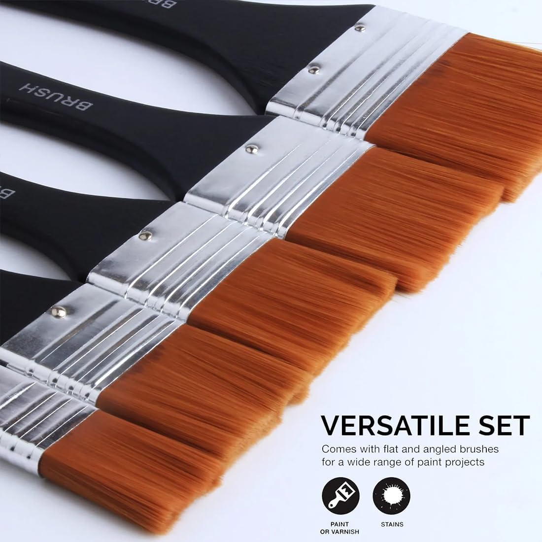 4 Pieces Acrylic Paint Brushes, Premium Artist Brushes, Nylon Paint Brushes with Flat Bristles, Ergonomic One-Piece Design (20/30/40/50mm)