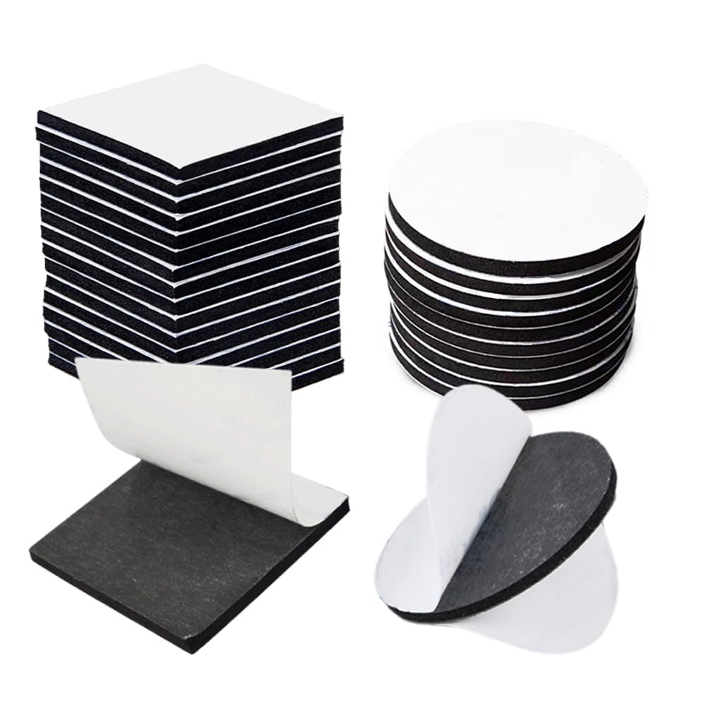 40 Pieces Double Sided Foam Tape Pads - Black Square Round Double Sided Pad Extra Strong Waterproof Double Sided Tape for Home, Office and Car