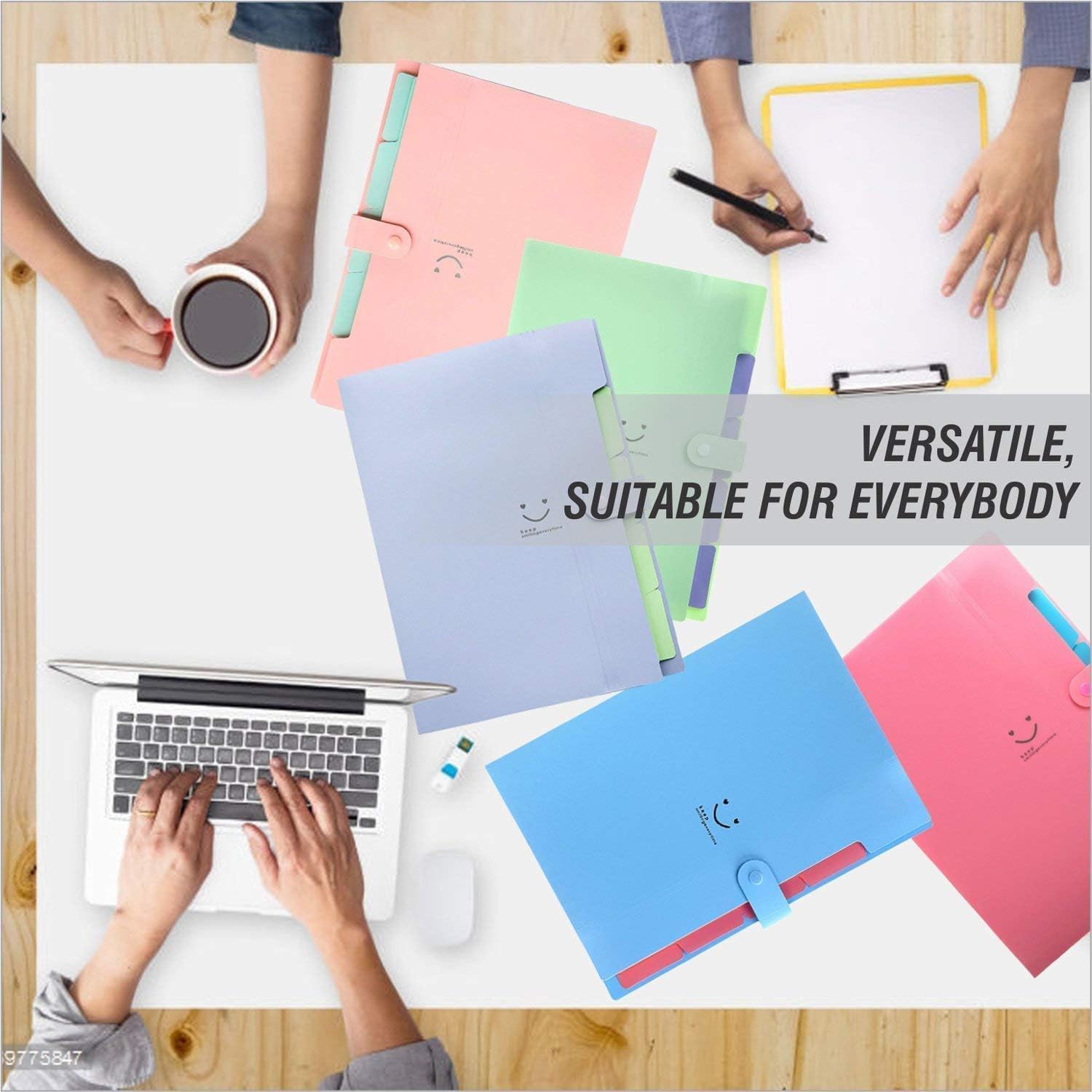 6 A4 File Folders, A4 File Folders with Compartments File Organizer Folder with Labels 5 Compartments Expandable Portable File Folder for Home or Office