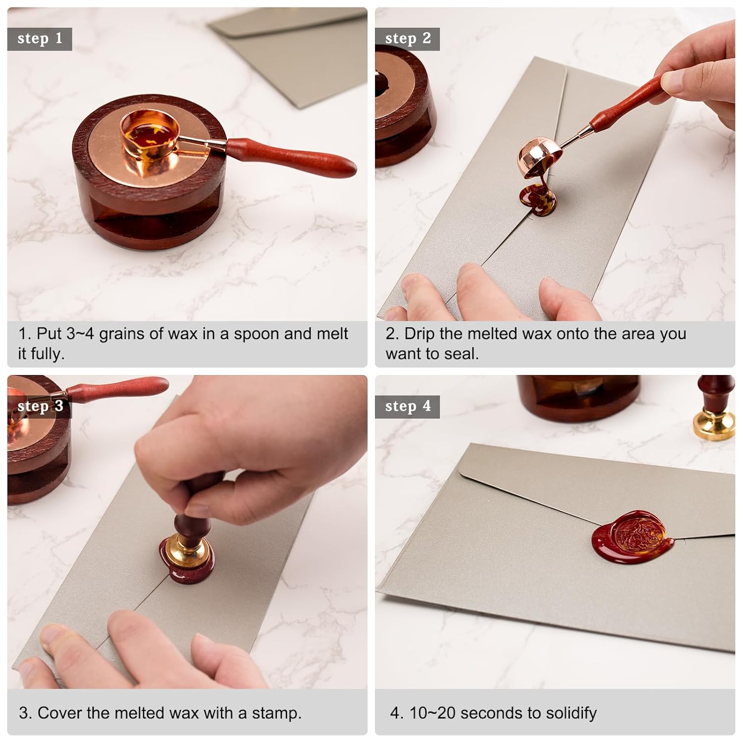 644 Pieces Sealing Wax Kit, 24 Colors Sealing Wax Beads Set for Wax Seals/Metal Sealing Wax Stamp/Fusing Tools/Wax Mat/Stickers for Decorating Envelope Letters Weddings 04