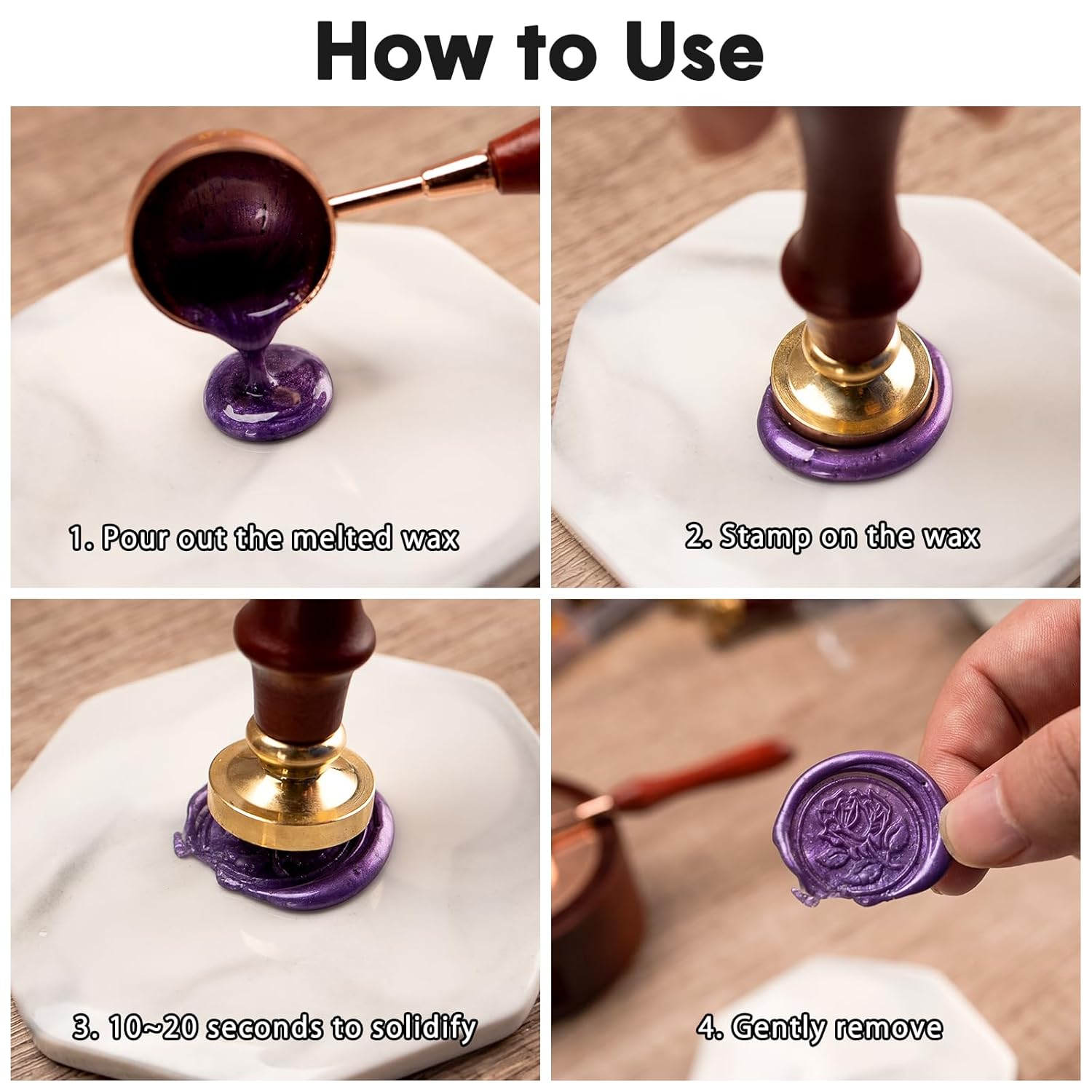 644 Pieces Sealing Wax Kit, 24 Colors Sealing Wax Beads Set for Wax Seals/Metal Sealing Wax Stamp/Fusing Tools/Wax Mat/Stickers for Decorating Envelope Letters Weddings 04