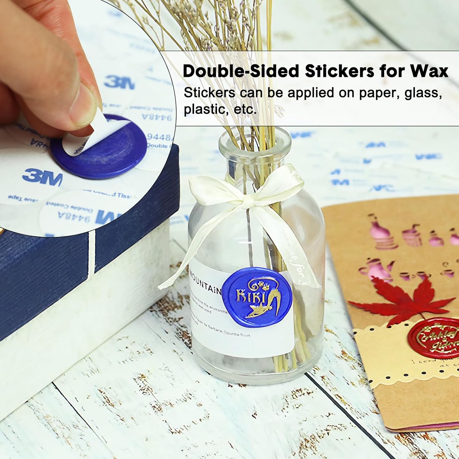 644 Pieces Sealing Wax Kit, 24 Colors Sealing Wax Beads Set for Wax Seals/Metal Sealing Wax Stamp/Fusing Tools/Wax Mat/Stickers for Decorating Envelope Letters Weddings 04