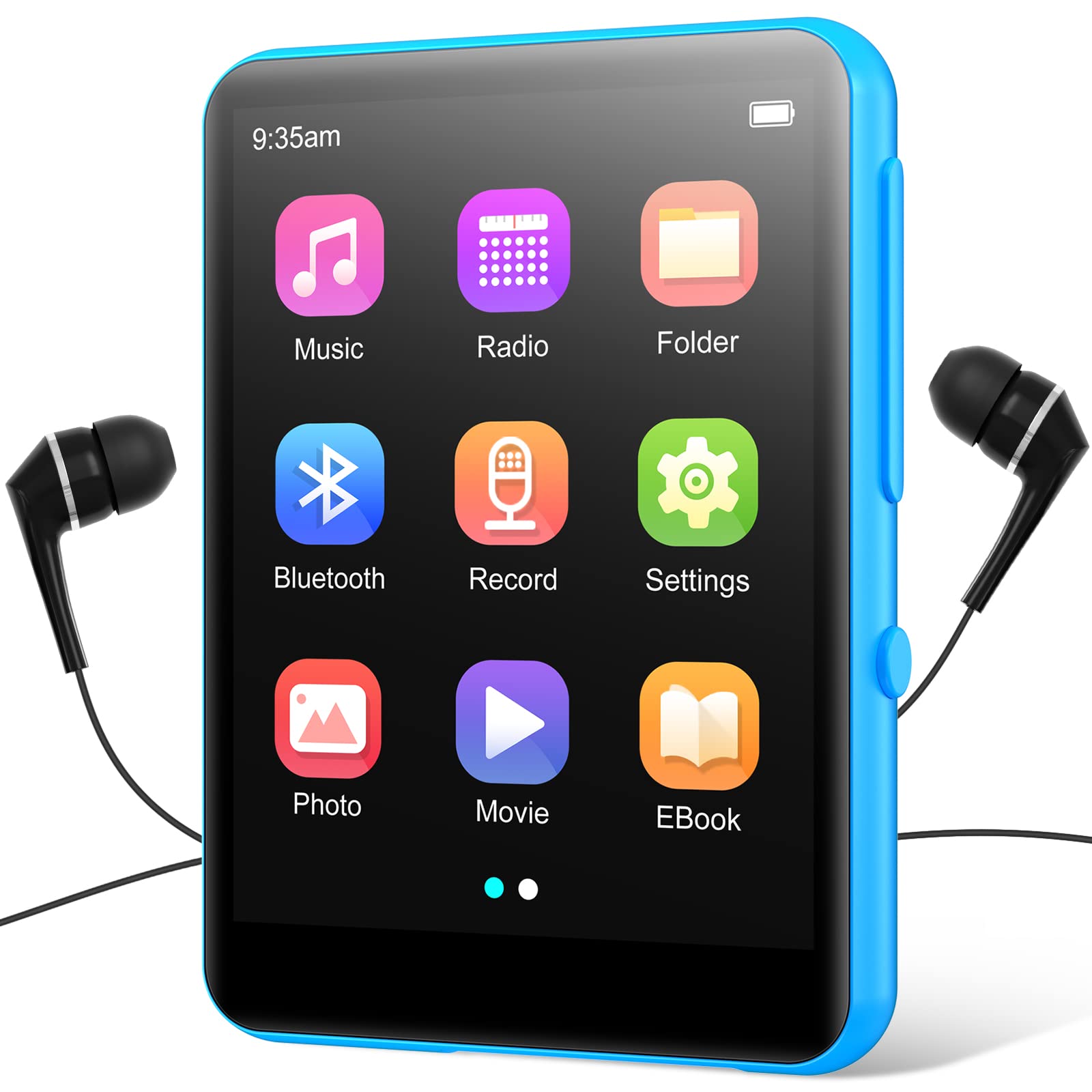 64GB MP3 Player with Bluetooth 5.0, Portable Music Player HIFI Sound Quality with Speaker, 2.4" Full Touch Screen, E-Book, Alarm Clock, FM Radio, Voice Recorder, Support up to 128GB