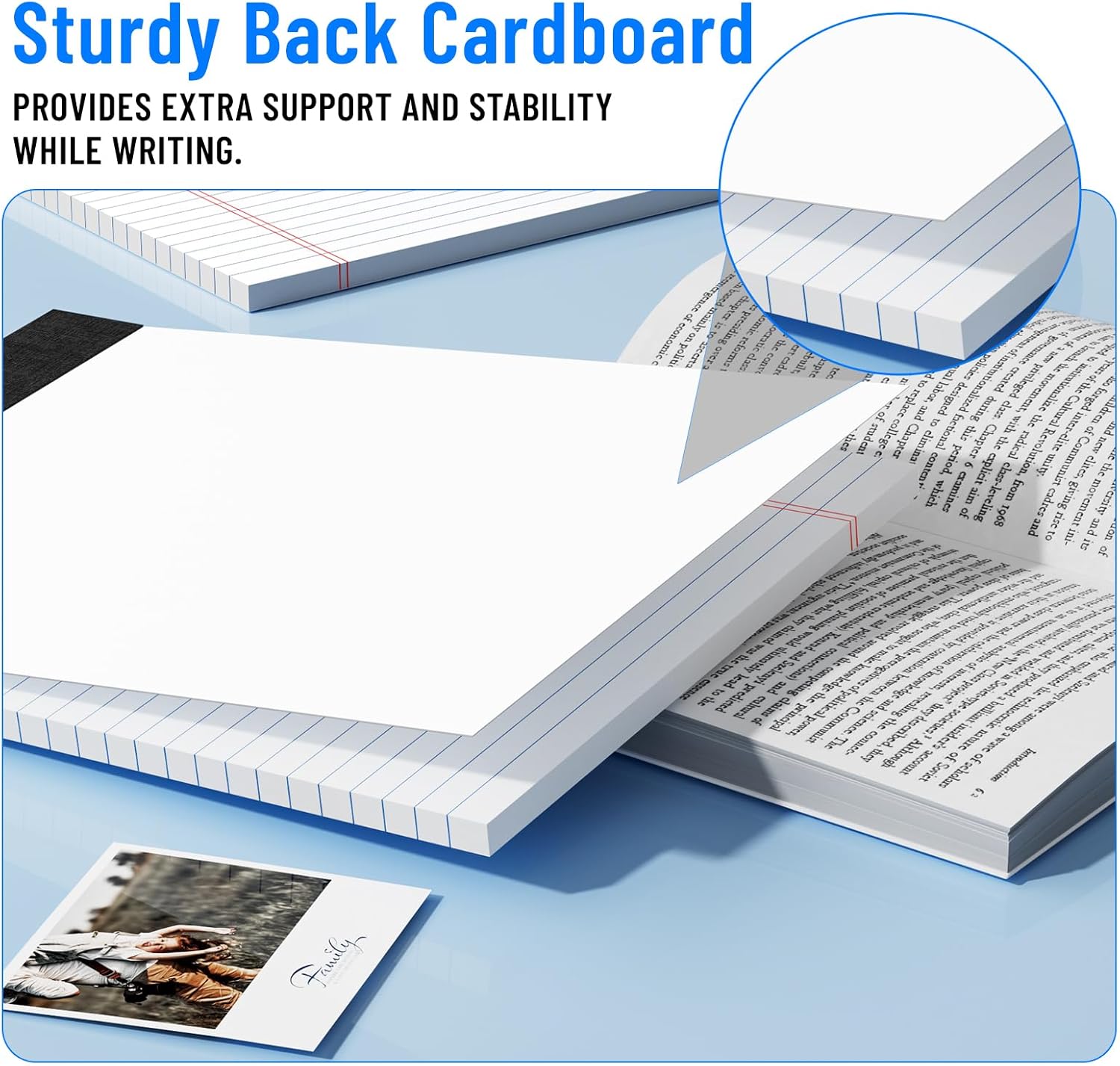 6pcs Legal Pads 8.5 x 11, Note Pads, College Ruled Notebook, White Note Pads, Writing Pads, Notepads 8.5 x 11, Memo Pad Paper Pads Perforated, Ruled Line Notebooks for Work, School, Office White-6