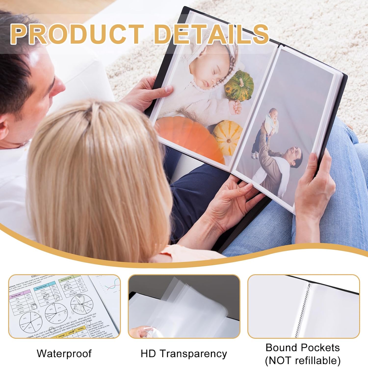 A3 List Holder, 80 Transparent Pockets, 2 Pieces Presentation Binder, Folder Folder for Office, School, Home (Black) 80 Pocket