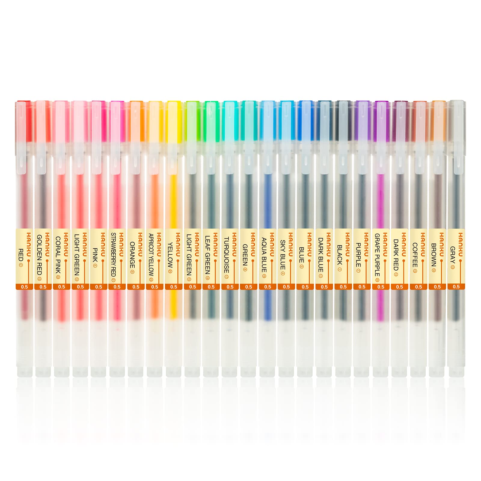 ABEIER Colored Gel Pens Set, 0.5mm 24 Refills for Adults for Coloring Drawing Books, Graffitti, Sketch Books, Diary Decoration 24 Color