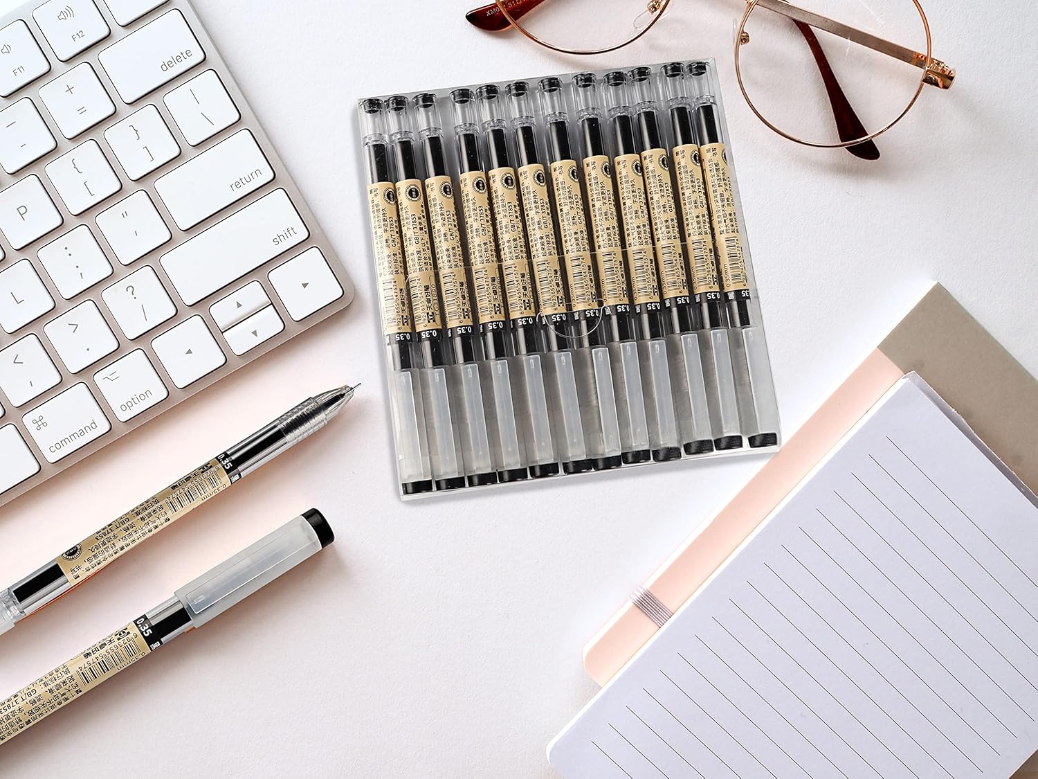ABEIER Ultra Thin 0.35mm Gel Pen Black for Office Stationery Supplies (12pcs)
