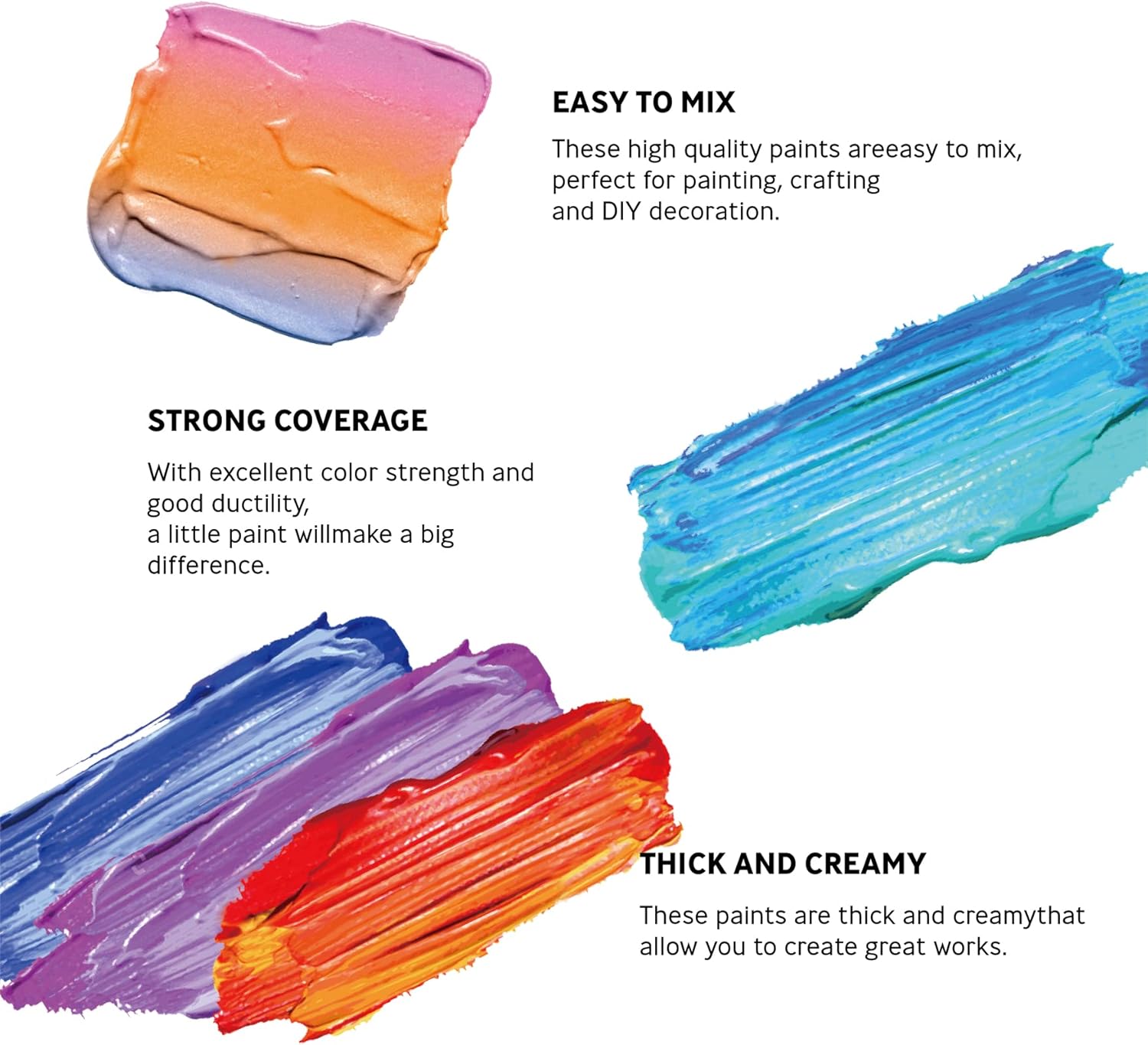 Acrylic Paint 24 Tubes 36ml Non-toxic Set of Acrylic Colors for Painting Paper Canvas Wood Ceramic Model Artists Beginners Children, Rich in Pigments
