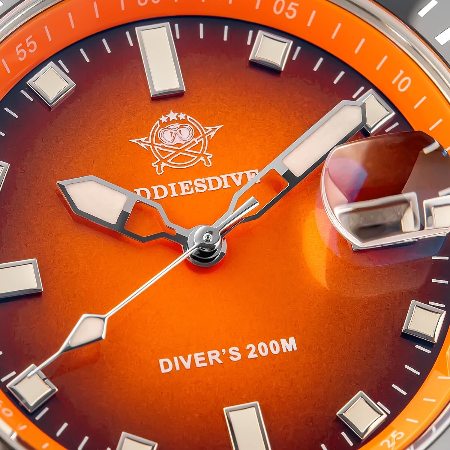 ADDIESDIVE Quartz Men's Diver's Watch 200M Luminescent Stainless Steel Orange-2089