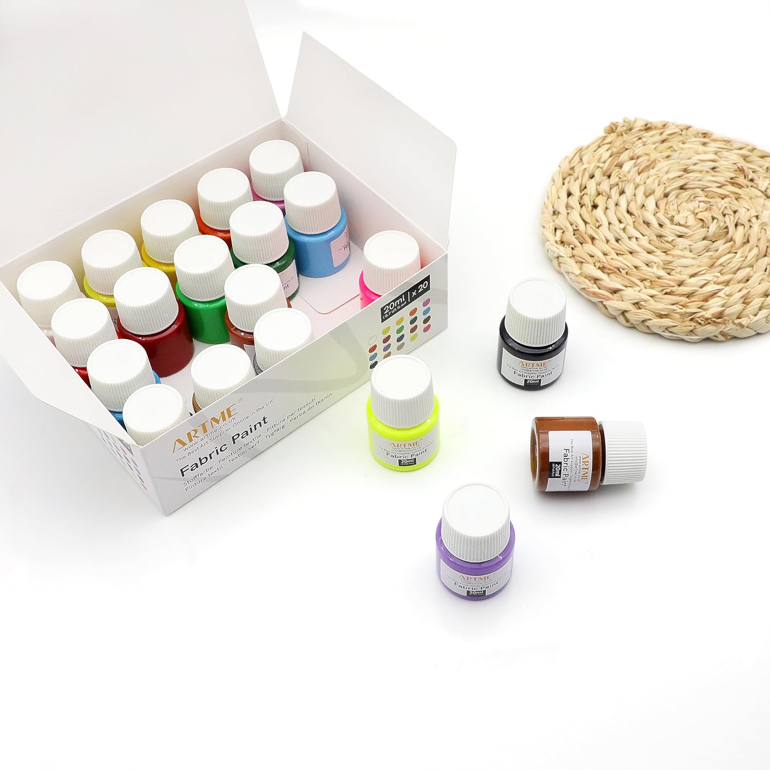 Artme Set of fabric dyes 20 colors 20 ml x20 - Washable Fabric paint x 20
