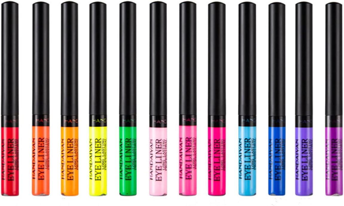 Beauty Searcher Neon Liquid Eyeliner Set, 12 Colors UV Glow Matte Eyeliner, Waterproof and Smudge-Proof, Long Lasting, Fluorescent Makeup for Body and Face Neon, Fluorescent
