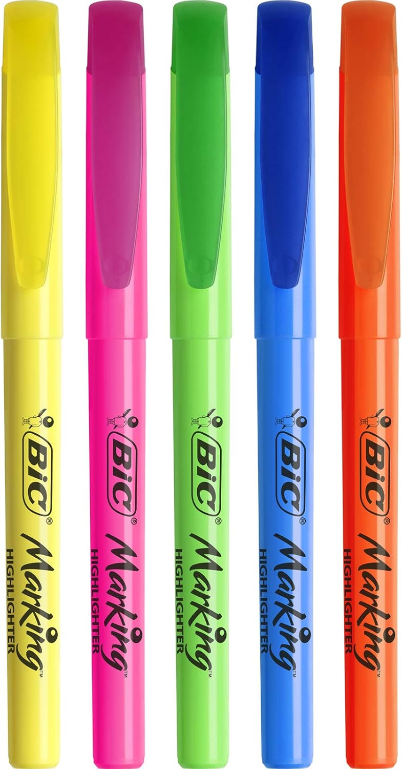 Bic Brite Liner - Highlighter, pack of 5, assorted colours