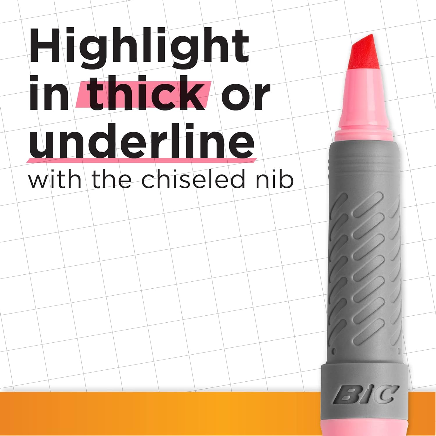 Bic Grip Highlighter Pens Pack of 5 Pack of 5 assorted colours. Single 5 units (Pack of 1)