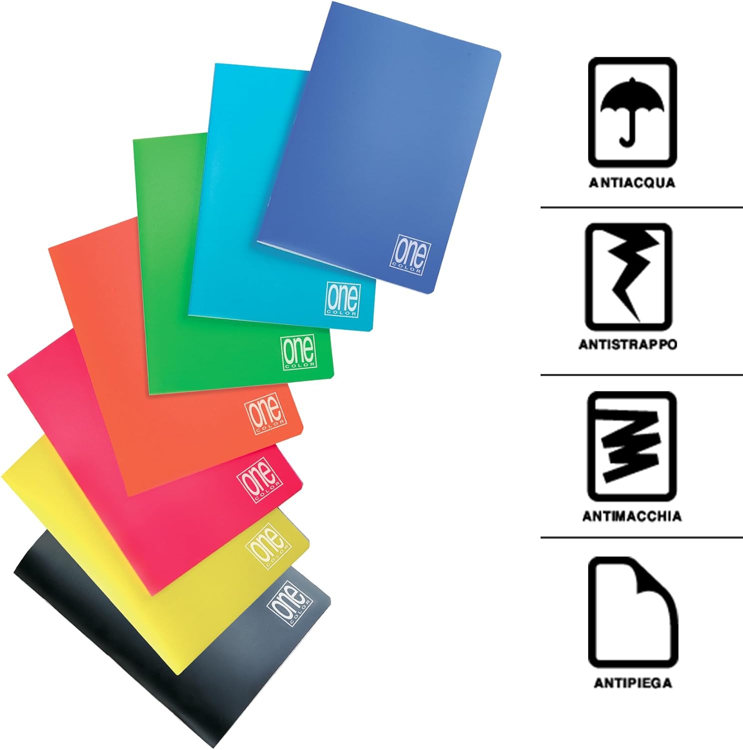 Blasetti - 10 Maxi PPL One Color notebooks with Jolly Page. 80g paper, 80 sides + flyleaf, polypropylene cover - 1R ruling, Ruled for middle school or high school