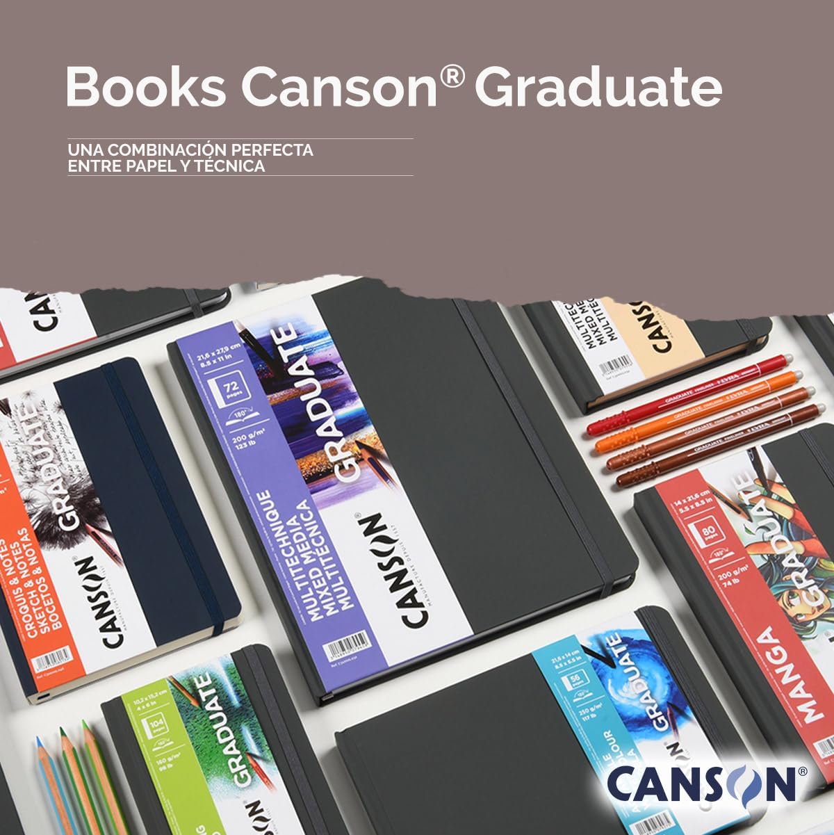 Canson Graduate Book, Drawing pad, fine grain, 160 gsm, hard cover, 10.2x 15.2 cm, white, 52 sheets 10.2X15.2cm