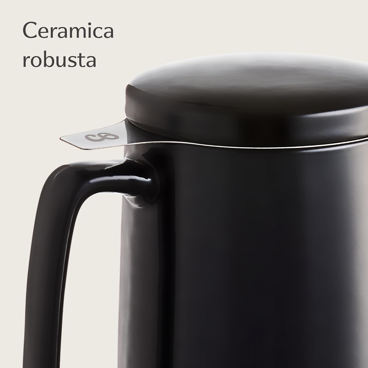Ceramic Mug with Filter and Lid - 500ml Large - With Handle - Dishwasher Safe - For Tea and Infusions Black